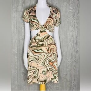 Rue21 Backless Swirl Dress in Cream and Green